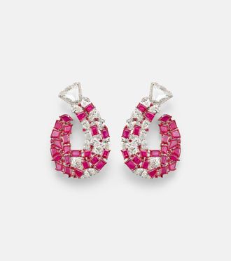 Kamyen Jewellery 18kt white gold earrings with rubies and diamonds