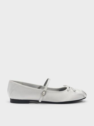 Charles & Keith Emiko Satin Bow Mary Jane Flats