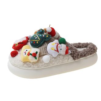 Generic UK 6 House Slippers Women Men Christmas Slip on House Slippers Fluffy Warm Home Slipper Breathable Ladies Mule Slipper Lightweight Casual House Shoes 