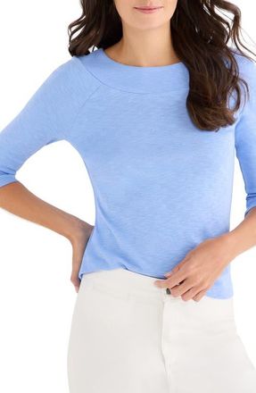 Nic+Zoe Boat Neck Three-Quarter Sleeve Cotton Blend Top in French Blue at Nordstrom, Size Xx-Large