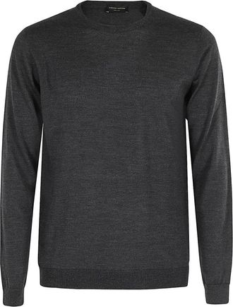 Roberto Collina Stijlvolle Crew Neck Sweater - Heren - Ronde hals truien - Grijs - 3XL - Wol - Truien & Vesten