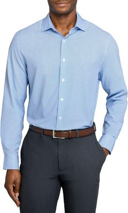 W.R.K Regular Fit Tile Print Performance Dress Shirt in White/Blue at Nordstrom, Size 16.5R