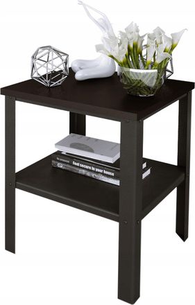 OEM Mesa Auxiliar Atornillable Para Sal&oacute;n Tipo Loft Con Estante, 40x40x45 Cm, Color Negro + Tablero Minipearl