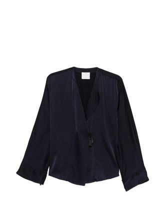 Forte_Forte Camicia Incrociata Raso Seta Stretch Shiny