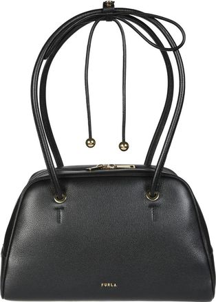 Furla Poppy M Dome - Dames - Handtassen - Zwart - ONE Size - Leer - Tassen