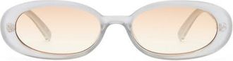 Le Specs Outta Love 51mm Oval Sunglasses in Silver Pearl /Light Brown at Nordstrom