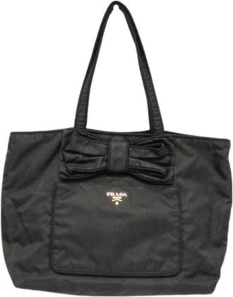 Prada Pre-owned Tote Bags, female, Black, Size: ONE SIZE Pre-owned Vintage Nylon Tote Bag