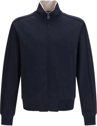 Dolce & Gabbana Hoodies & sweatvesten, Heren, Blauw, XL, Zipjack met zijstrepen