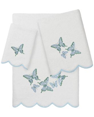 Linum Home Textiles 100% Turkish Cotton Britney Scallop 3Pc Embellished Towel Set