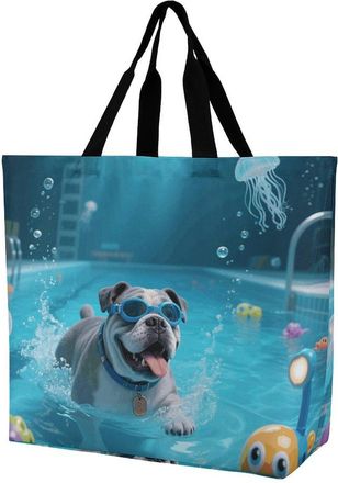 Generic Bulldog Real Drift Shopping Bag Reusable Tote Bag Large Capacity Handbags For Daily Use Yoga Ladies