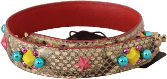Dolce & Gabbana Beige Python Leather Crystals Shoulder Womens Strap