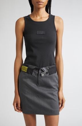 Maison Margiela Numeric Logo Patch Stretch Cotton Tank in Black at Nordstrom, Size Large