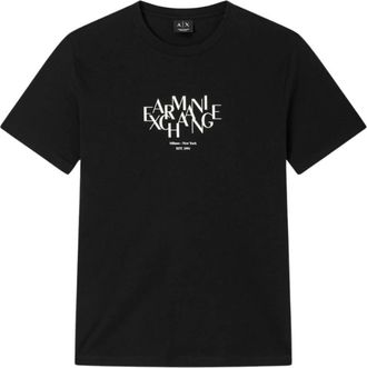 A|X Armani Exchange T-shirt met ronde hals en logo - Heren - T-shirts - Zwart - L - Katoen - Tops