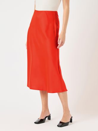 Y.A.S Midirock Y.A.S YASPELLA HW MIDI SKIRT S. NOOS, Damen, Gr. XL (42), rot (cherry tomato), Web, Obermaterial: 97% Polyester, 3% Elasthan, unifarben, regu