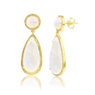 MAX + STONE 18k Gold Over Sterling Silver 16 CT. TW Big 2 Stone Gemstone Dangle Earrings