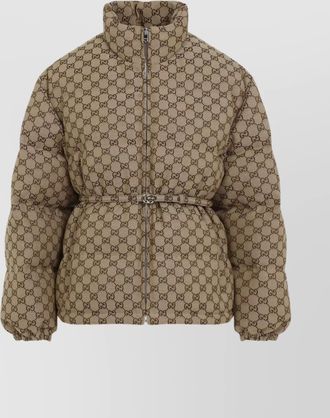 Gucci canvas bomber jacket padded design
