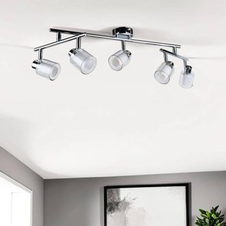 Pagazzi Jacey 5 Light Chrome Ceiling Spotlight Bar in Silver