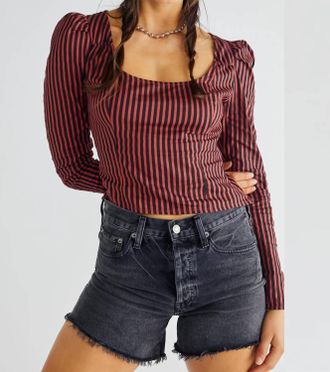 Free People Caroline Vintage Stripe Top In Red/black