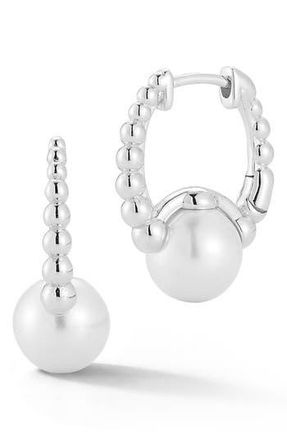 Glaze Jewelry Cultured Pearl Huggie Hoop Earrings in Silver at Nordstrom Rack
