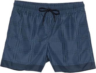Gucci Beachwear, male, Blue, Size: M Printed Technical Poplin Swim Shorts