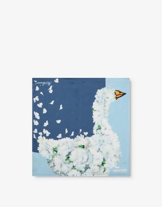 Moschino Goose silk scarf - Light blue