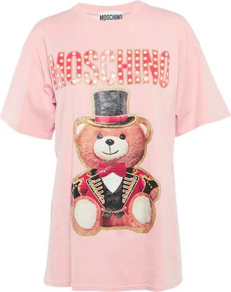 Moschino T-shirt con stampa Teddy - Rosa