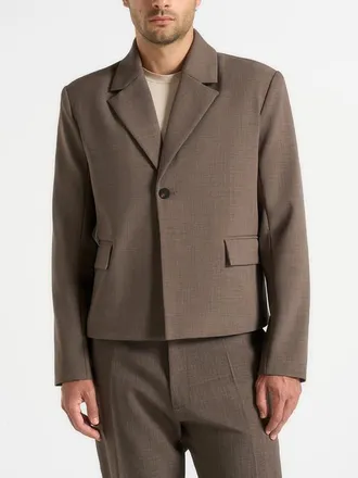 Mani&egrave;re De Voir Silas - Cropped Blazer in Dark Taupe at Nordstrom, Size X-Small