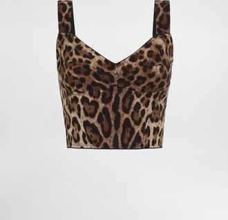 Dolce & Gabbana Leopard-print Charmeuse Bustier Top - Woman Shirts And Tops Animal Print 36