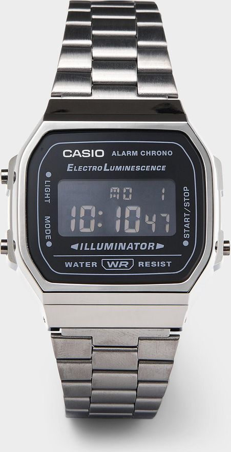 Mens Black-dial silver vintage digital watch