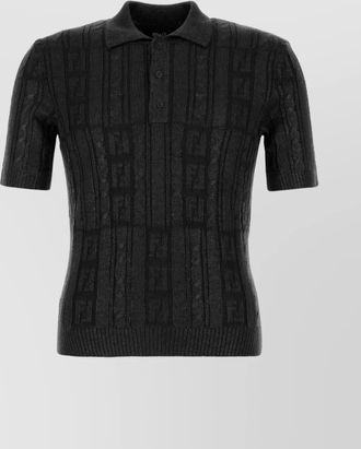 Fendi wool polo shirt collar ribbed hem