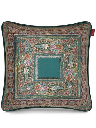 Etro Home paisley-print silk cushion - unisex - Silk/Cotton/Polyester - OS - Green