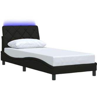 vidaXL Estructura De Cama Con Led Sin Colch&oacute;n Tela Negro 80x200 Cm Vidaxl