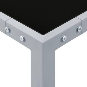 Berkfield Home Garden Table 130x130x72 cm Grey Steel & Glass | Size: 130 x 130 x 72 cm