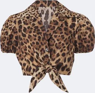 Dolce & Gabbana Leopard-print cotton crop top