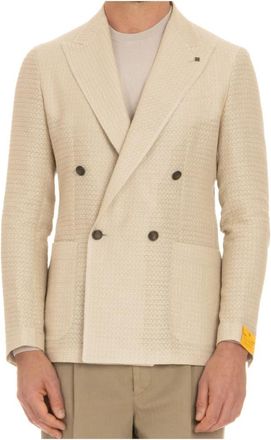 Tagliatore Double-Breasted Jacket Superlight Fabric - Heren - Blazers - Beige - L - Jassen