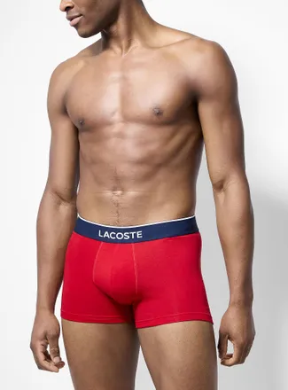 Lacoste Mens 3 navy-waist trunk Cotton