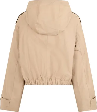 Moncler Womens Short Jacket Poppy Beige Cotton Trench & Raincoats