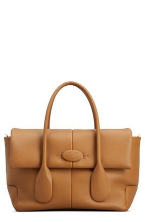 Tod's Small Di Leather Flap Tote in Cuoio at Nordstrom
