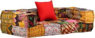 vidaXL Puf modular de 2 plazas de tela patchwork vidaXL