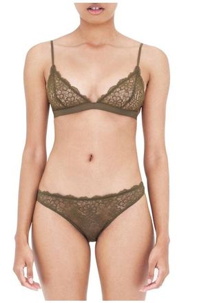 Les Girls, Les Boys Khaki Daisy Lingerie Set Size S