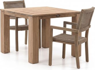 Rough Country Rustic Furniture ROUGH-Batang Rope/ROUGH-X 100cm dining tuinset 3-delig stapelbaar