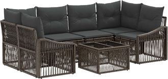vidaXL Conjunto De Sof&aacute;s De Jard&iacute;n 7 Uds. Gris Rat&aacute;n Sint&eacute;tico Vidaxl