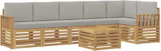 vidaXL Conjunto De Sof&aacute;s De Exterior 7 Uds. Blanco Y Gris Claro Vidaxl