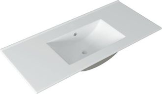 Saniclass Vygo Meubelwastafel - 101x2x46cm - overloop - 1 wasbak - 0 kraangaten - keramiek - wit