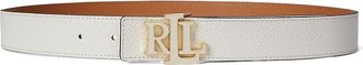 Lauren Ralph Lauren Logo Reversible Pebbled Leather Belt Womens Belts Soft White/Classic Caramel : MD (34 Waist)