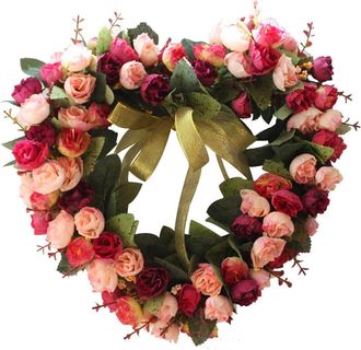 OEM Guirnalda De Flores Artificiales De Seda Con Forma De Coraz&oacute;n, 35 Cm