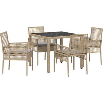 vidaXL Conjunto De Comedor De Jard&iacute;n 5 Pcs Beige Polirat&aacute;n Vidaxl