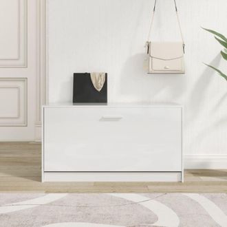 vidaXL Panca Porta Scarpe Bianco Lucido 80x24x45 cm Legno Multistrato - Vidaxl