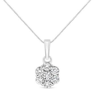 House of Brilliance 14KT White Gold 1/2 cttw Diamond Floral Cluster Pendant Necklace at Nordstrom