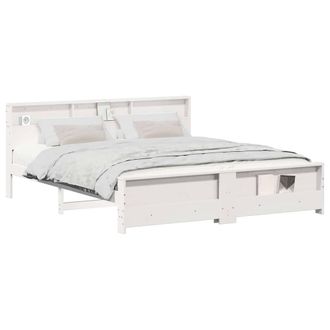 Berkfield Home Modern Bed Frame with Headboard White 180 x 200 cm Solid pine wood